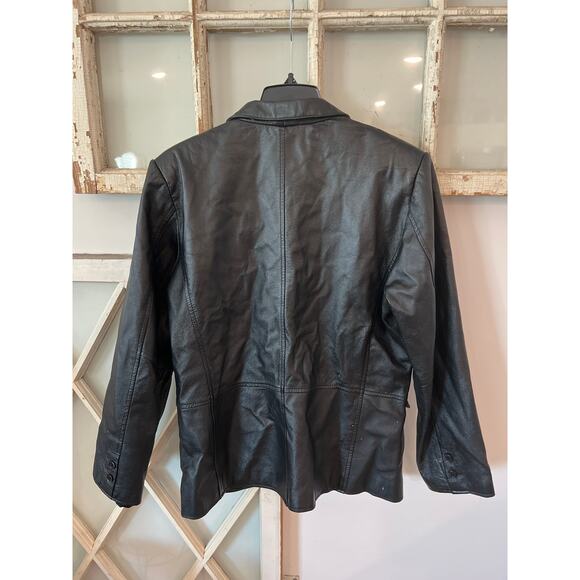 Vintage Clio size 10 black leather blazer jacket - Picture 3 of 3